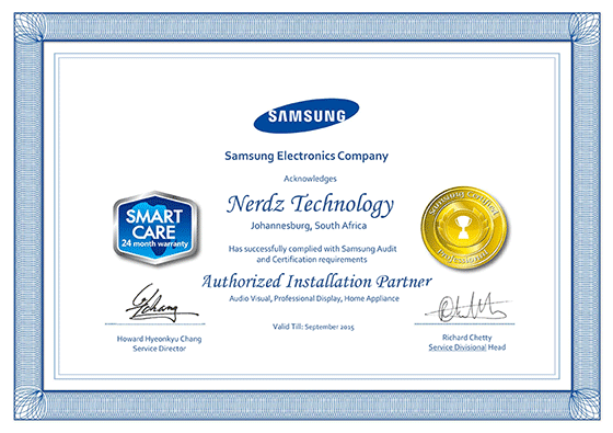 Samsung Accredited Installer Partner Certificate